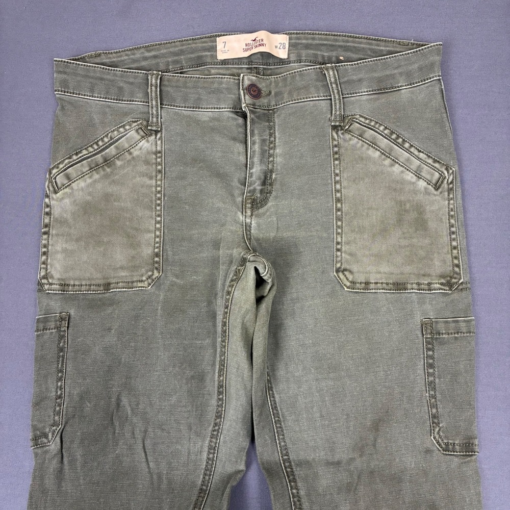 Hollister Super Skinny Olive Green Cargo Pocket Jeans Women's Size 7 W28 (30x28)